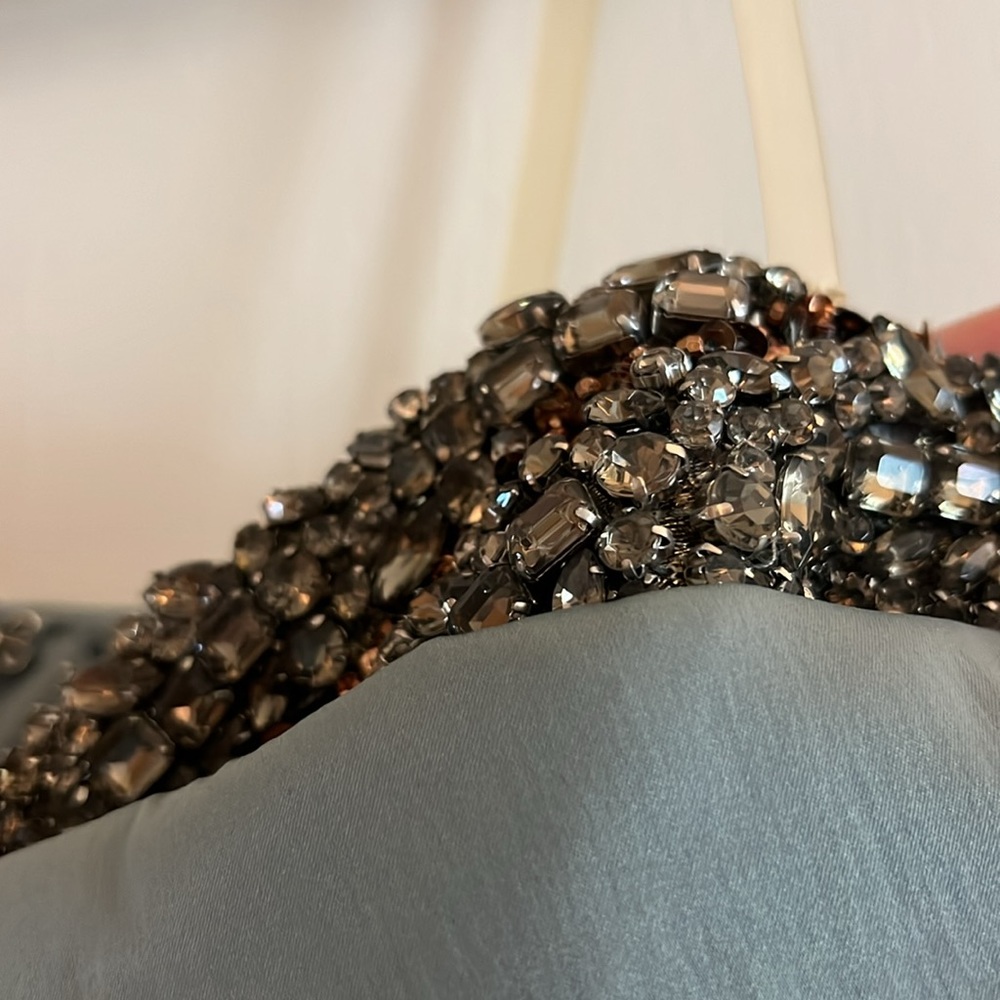 Strapless Beaded Collar Midi Dress — Slate Blue - Picture 3 of 8